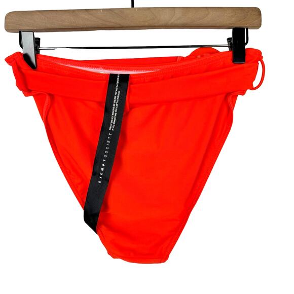 Swim Studio NWT 10/12 Neon Orange Belted Embellished Cheeky Bikini Bottoms - Picture 2 of 5
